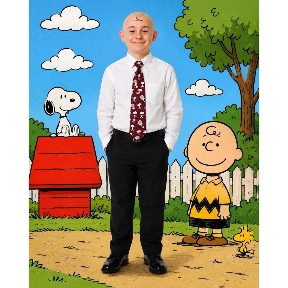 Vintage Peanuts Snoopy Charlie Brown Gang Mens Tie USA Red Novelty Necktie